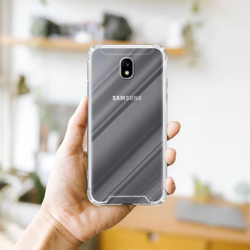 Cadorabo Hülle und 2x Tempered Schutzglas kompatibel mit Samsung Galaxy J7 2017 / J7 PRO Hybrid Schutzhülle mit TPU Silikon-Rand und Acryl-Glas-Rücken