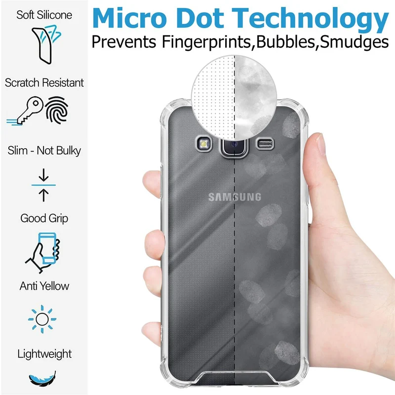 Cadorabo Hülle und 2x Tempered Schutzglas kompatibel mit Samsung Galaxy J7 2015 Hybrid Schutzhülle mit TPU Silikon-Rand und Acryl-Glas-Rücken