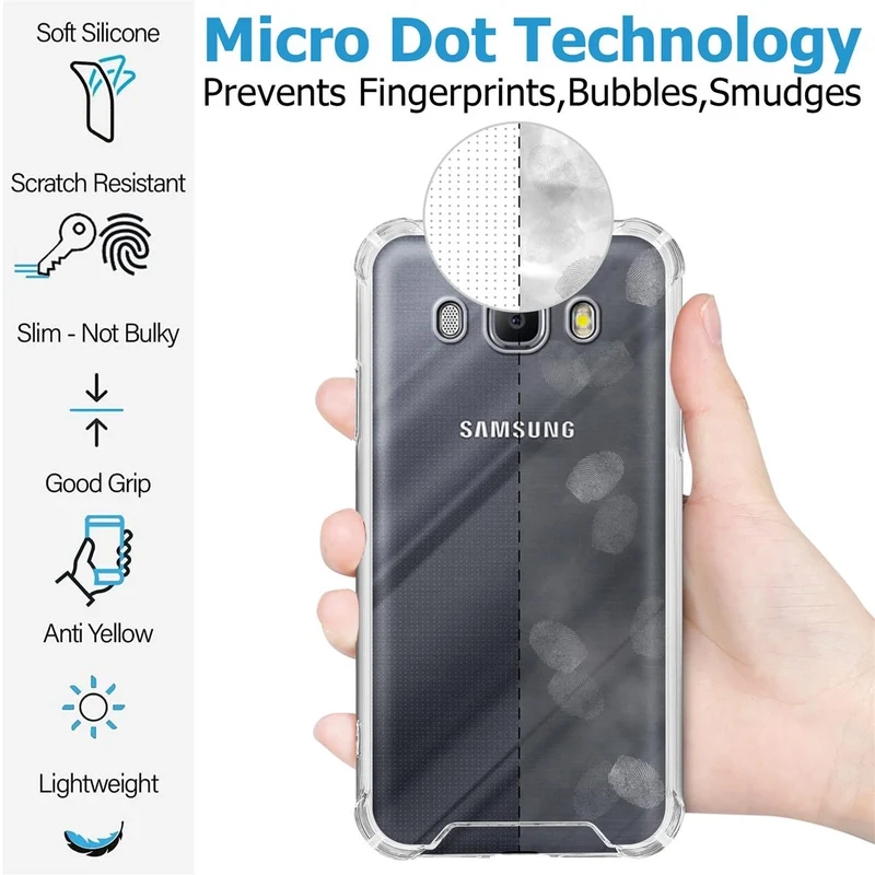 Cadorabo Hülle und 2x Tempered Schutzglas kompatibel mit Samsung Galaxy J5 2016 Hybrid Schutzhülle mit TPU Silikon-Rand und Acryl-Glas-Rücken