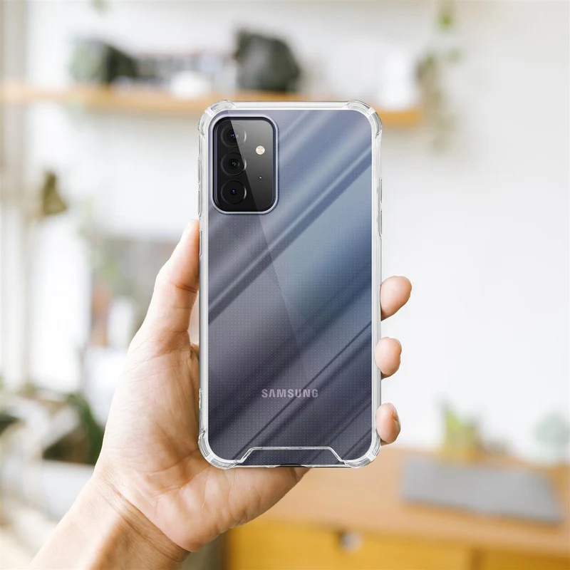 Cadorabo Hülle und 2x Tempered Schutzglas kompatibel mit Samsung Galaxy A72 4G / 5G Hybrid Schutzhülle mit TPU Silikon-Rand und Acryl-Glas-Rücken