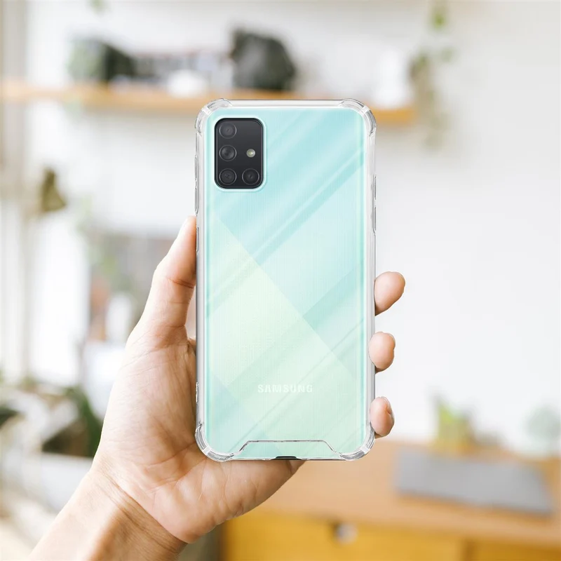Cadorabo Hülle und 2x Tempered Schutzglas kompatibel mit Samsung Galaxy A71 4G Hybrid Schutzhülle mit TPU Silikon-Rand und Acryl-Glas-Rücken