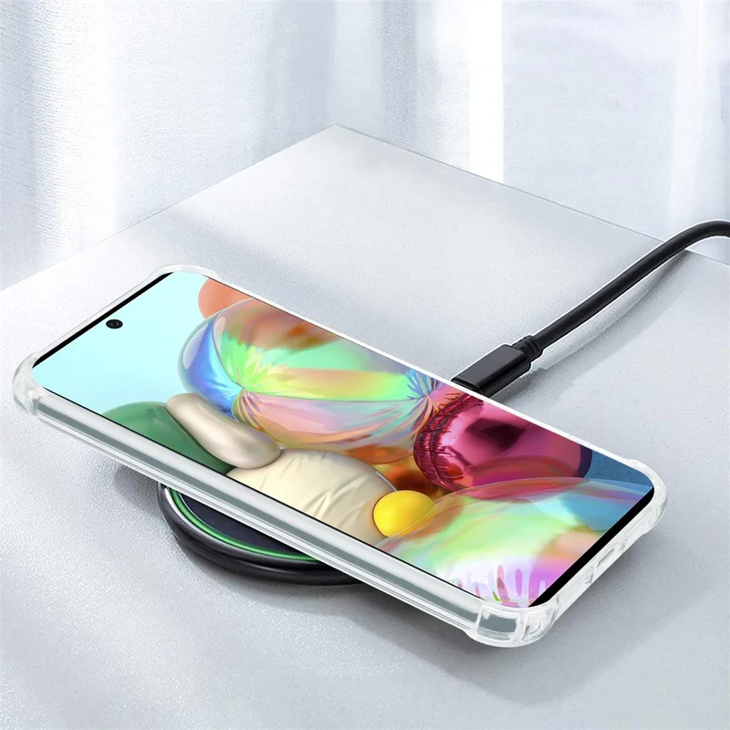Cadorabo Hülle und 2x Tempered Schutzglas kompatibel mit Samsung Galaxy A71 4G Hybrid Schutzhülle mit TPU Silikon-Rand und Acryl-Glas-Rücken
