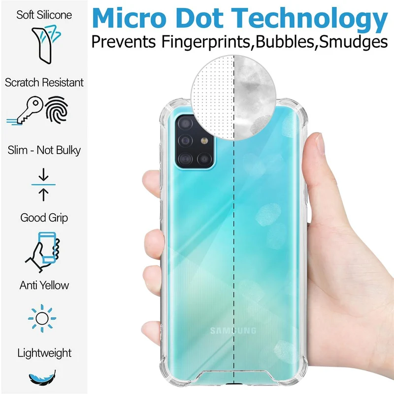 Cadorabo Hülle und 2x Tempered Schutzglas kompatibel mit Samsung Galaxy A51 4G / M40s Hybrid Schutzhülle mit TPU Silikon-Rand und Acryl-Glas-Rücken