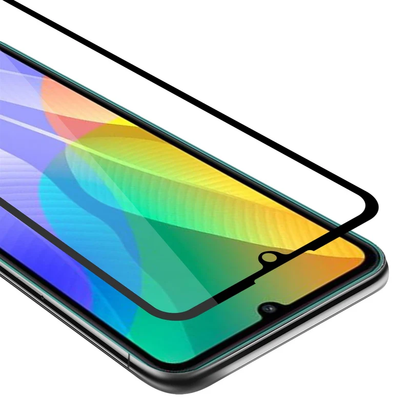 Cadorabo Vollbild Panzer Folie kompatibel mit Huawei Y6P - Schutzfolie Gehärtetes (Tempered) Display-Schutzglas in 9H Härte mit 3D Touch