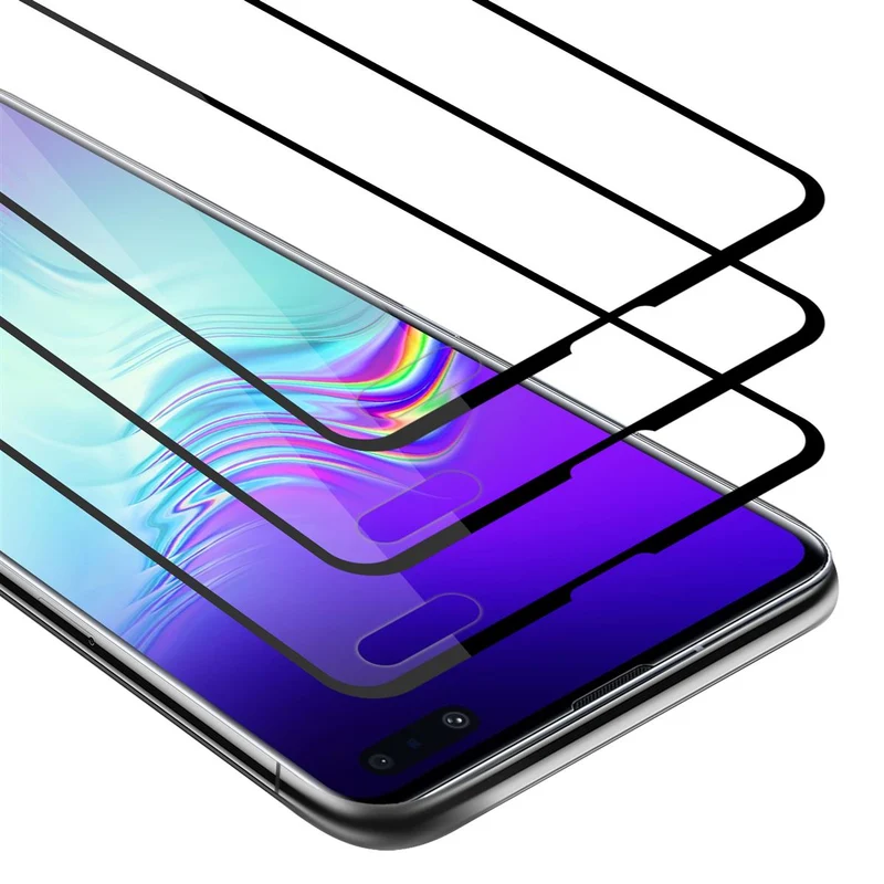 Cadorabo 3x Vollbild Panzer Folie kompatibel mit Samsung Galaxy S10 5G - Schutzfolie 3er Pack Gehärtetes (Tempered) Display-Schutzglas in 9H Härte mit 3D Touch
