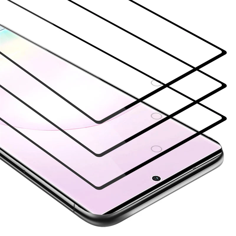 Cadorabo 3x Vollbild Panzer Folie kompatibel mit Samsung Galaxy NOTE 20 PLUS - Schutzfolie 3er Pack Gehärtetes (Tempered) Display-Schutzglas in 9H Härte mit 3D Touch