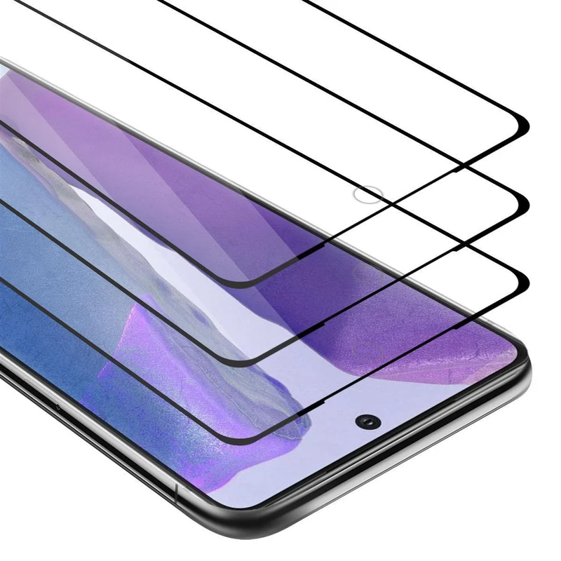 Cadorabo 3x Vollbild Panzer Folie kompatibel mit Samsung Galaxy NOTE 20 - Schutzfolie 3er Pack Gehärtetes (Tempered) Display-Schutzglas in 9H Härte mit 3D Touch