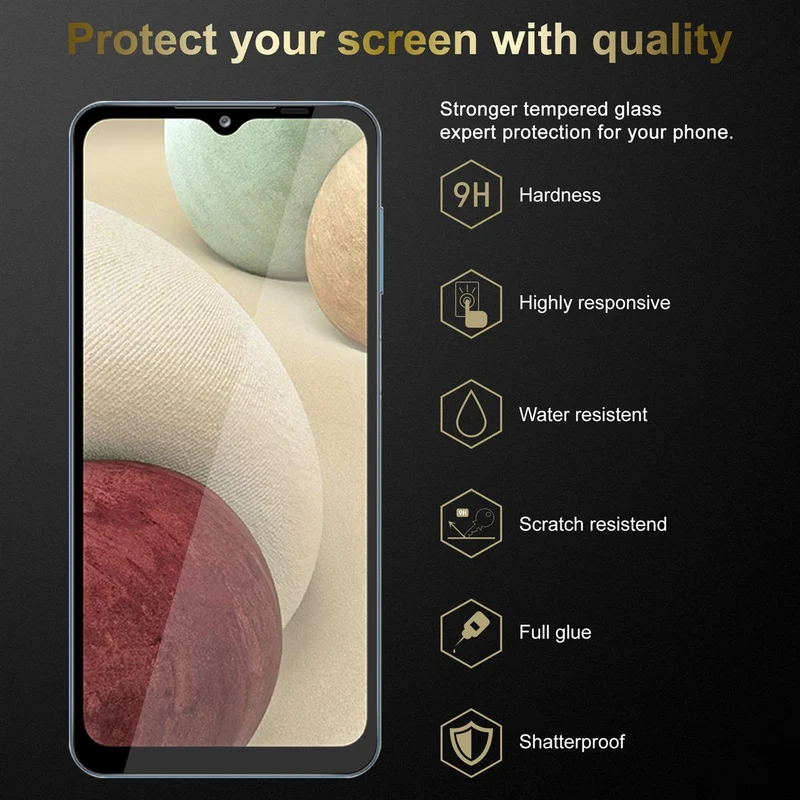 Cadorabo 3x Vollbild Panzer Folie kompatibel mit Samsung Galaxy A12 / M12 - Schutzfolie 3er Pack Gehärtetes (Tempered) Display-Schutzglas in 9H Härte mit 3D Touch