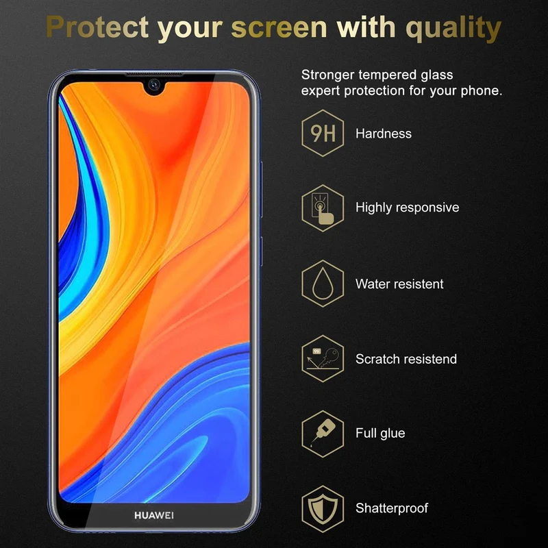 Cadorabo Panzer Folie kompatibel mit Huawei Y6S - Schutzfolie Gehärtetes (Tempered) Display-Schutzglas in 9H Härte mit 3D Touch Kompatibilität
