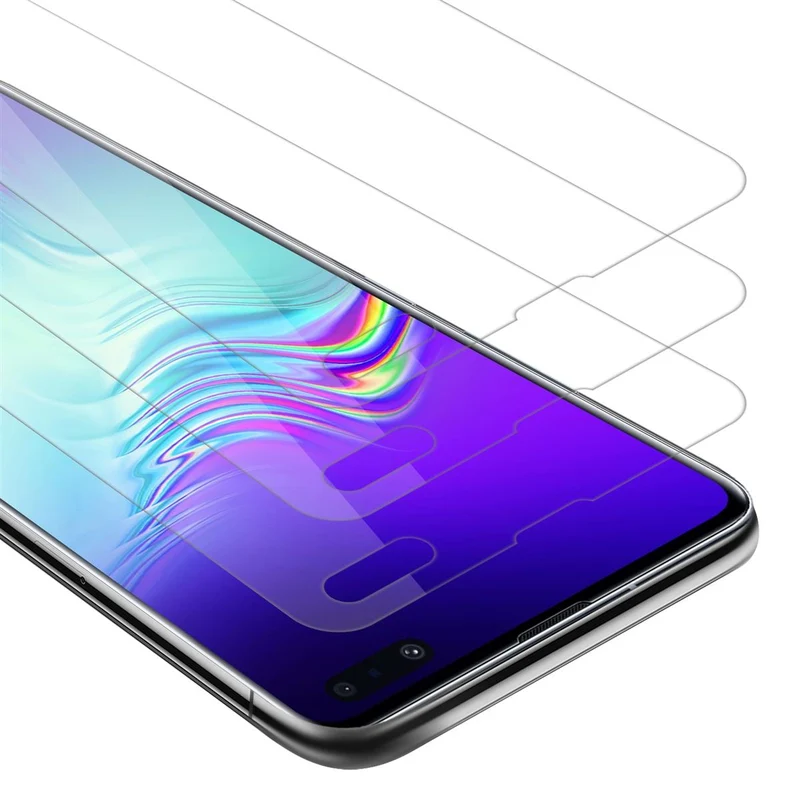 Cadorabo 3x Panzer Folie kompatibel mit Samsung Galaxy S10 5G - Schutzfolie 3er Pack Gehärtetes (Tempered) Display-Schutzglas in 9H Härte mit 3D Touch Kompatibilität