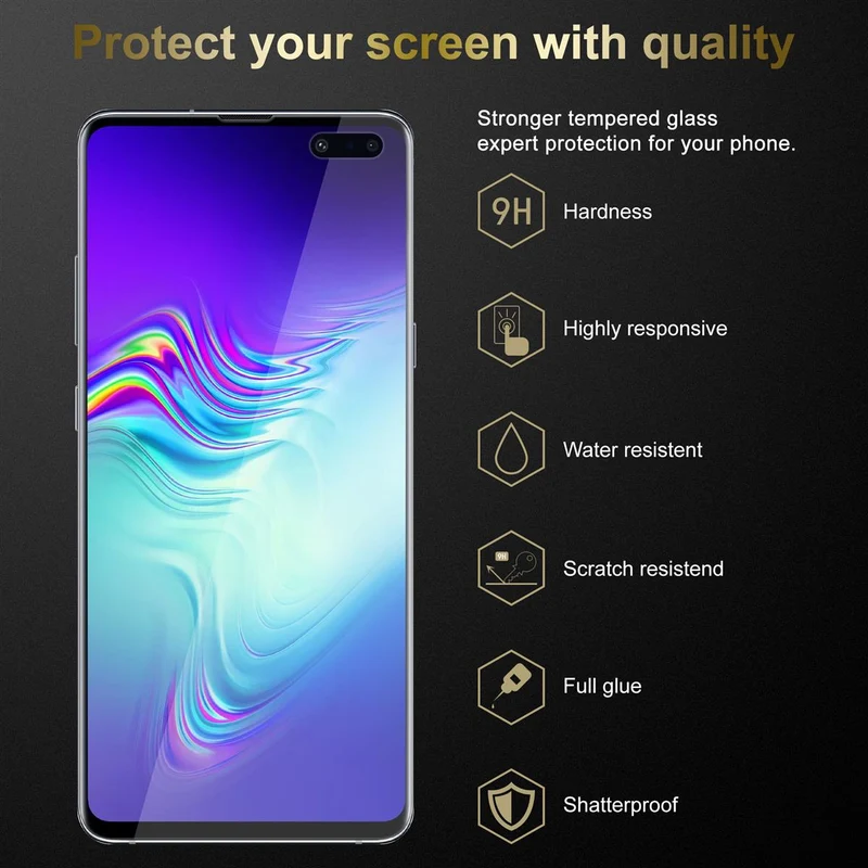 Cadorabo Panzer Folie kompatibel mit Samsung Galaxy S10 5G - Schutzfolie Gehärtetes (Tempered) Display-Schutzglas in 9H Härte mit 3D Touch Kompatibilität