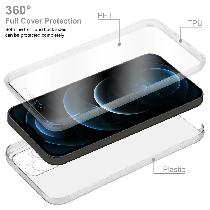 Cadorabo Hülle kompatibel mit Apple iPhone 12 PRO 360° Full Body Schutzhülle - Front- und Rückenschutz, Rundumschutz mit Displayschutz