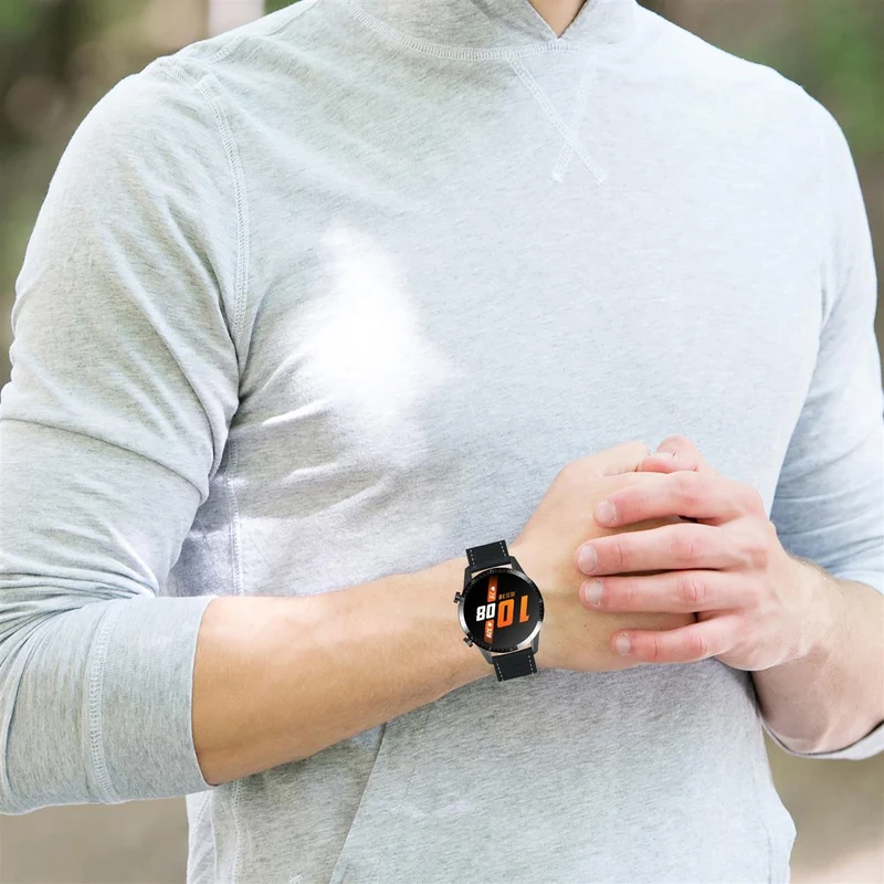 Cadorabo Echtleder Armband 22mm kompatibel mit Samsung Galaxy Gear S3 / Gear 2 Ersatzarmband für Huawei Watch GT für Watch 2 Pro für Ticwatch Pro für Pepple Time für Amazfit Pace uvm.