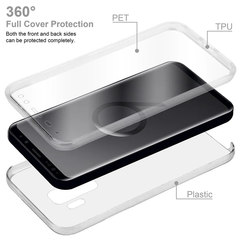 Cadorabo Hülle kompatibel mit Samsung Galaxy S9 PLUS 360° Full Body Schutzhülle - Front- und Rückenschutz, Rundumschutz mit Displayschutz