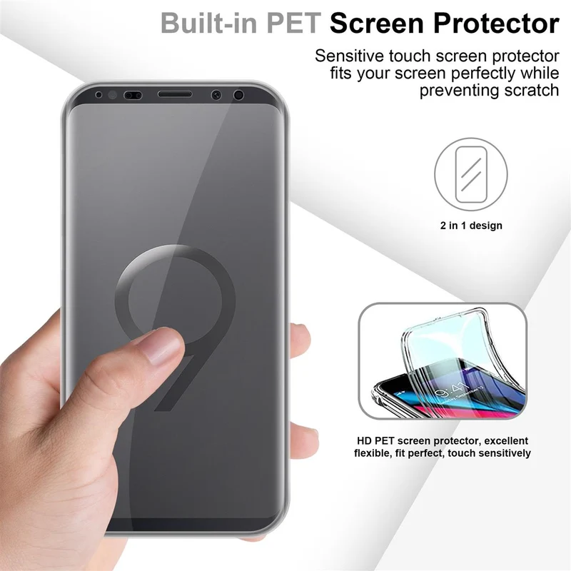 Cadorabo Hülle kompatibel mit Samsung Galaxy S9 PLUS 360° Full Body Schutzhülle - Front- und Rückenschutz, Rundumschutz mit Displayschutz