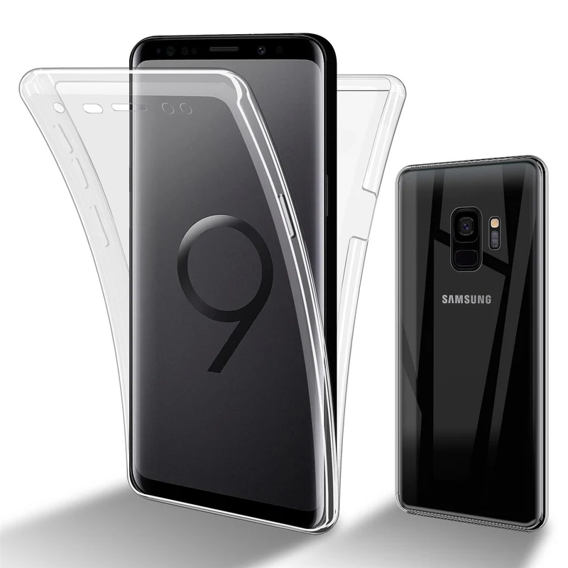 Cadorabo Hülle kompatibel mit Samsung Galaxy S9 360° Full Body Schutzhülle - Front- und Rückenschutz, Rundumschutz mit Displayschutz