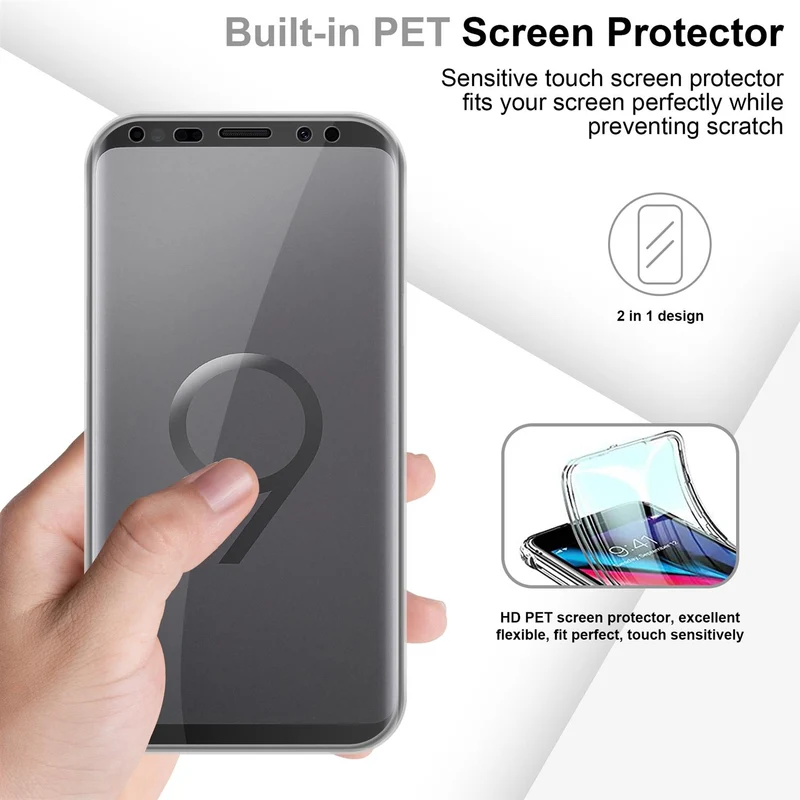 Cadorabo Hülle kompatibel mit Samsung Galaxy S9 360° Full Body Schutzhülle - Front- und Rückenschutz, Rundumschutz mit Displayschutz