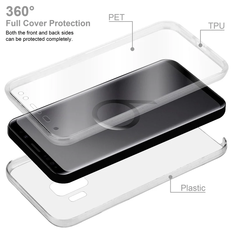 Cadorabo Hülle kompatibel mit Samsung Galaxy S9 360° Full Body Schutzhülle - Front- und Rückenschutz, Rundumschutz mit Displayschutz