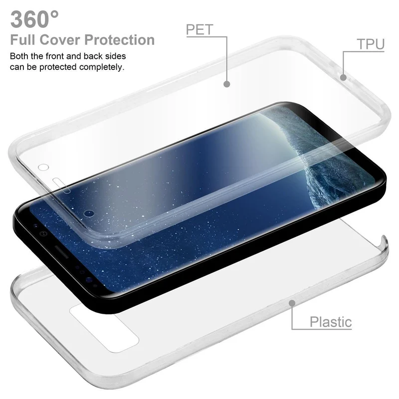 Cadorabo Hülle kompatibel mit Samsung Galaxy S8 PLUS 360° Full Body Schutzhülle - Front- und Rückenschutz, Rundumschutz mit Displayschutz