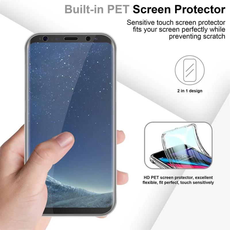 Cadorabo Hülle kompatibel mit Samsung Galaxy S8 360° Full Body Schutzhülle - Front- und Rückenschutz, Rundumschutz mit Displayschutz