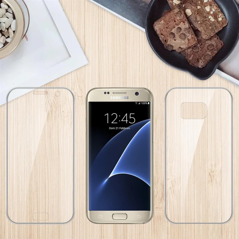 Cadorabo Hülle kompatibel mit Samsung Galaxy S7 360° Full Body Schutzhülle - Front- und Rückenschutz, Rundumschutz mit Displayschutz