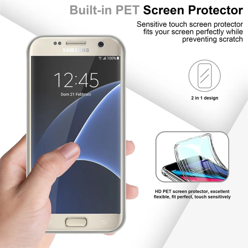 Cadorabo Hülle kompatibel mit Samsung Galaxy S7 360° Full Body Schutzhülle - Front- und Rückenschutz, Rundumschutz mit Displayschutz