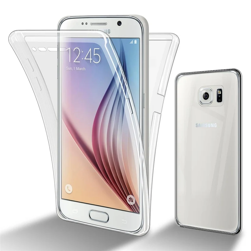 Cadorabo Hülle kompatibel mit Samsung Galaxy S6 360° Full Body Schutzhülle - Front- und Rückenschutz, Rundumschutz mit Displayschutz