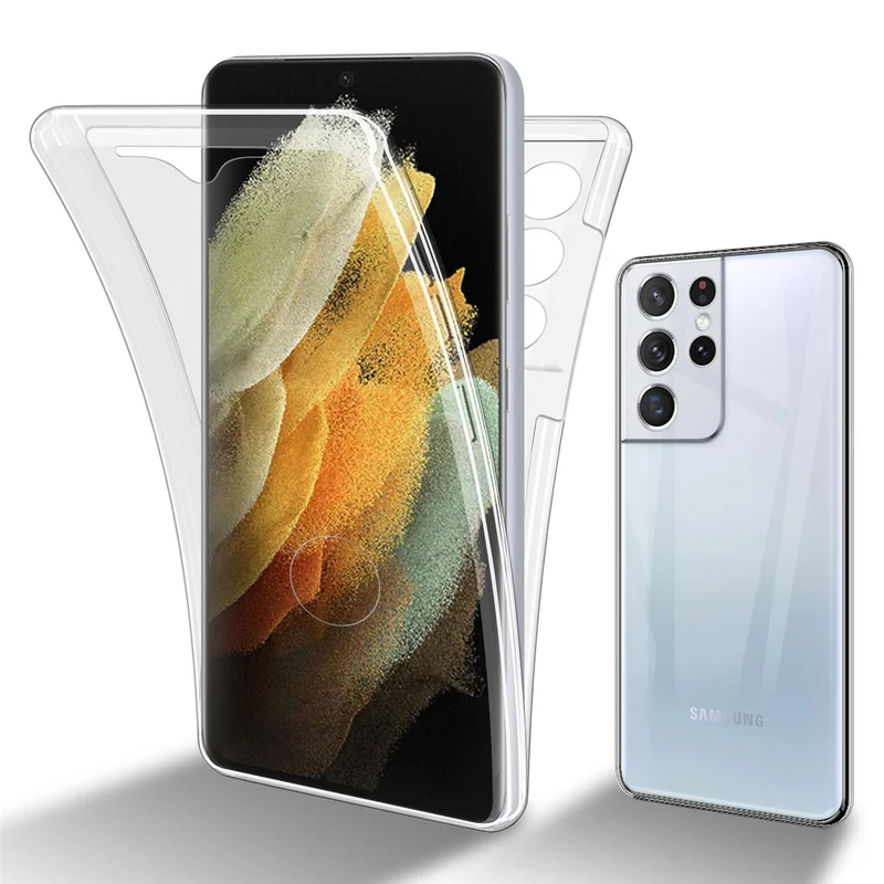 Cadorabo Hülle kompatibel mit Samsung Galaxy S21 ULTRA 360° Full Body Schutzhülle - Front- und Rückenschutz, Rundumschutz mit Displayschutz