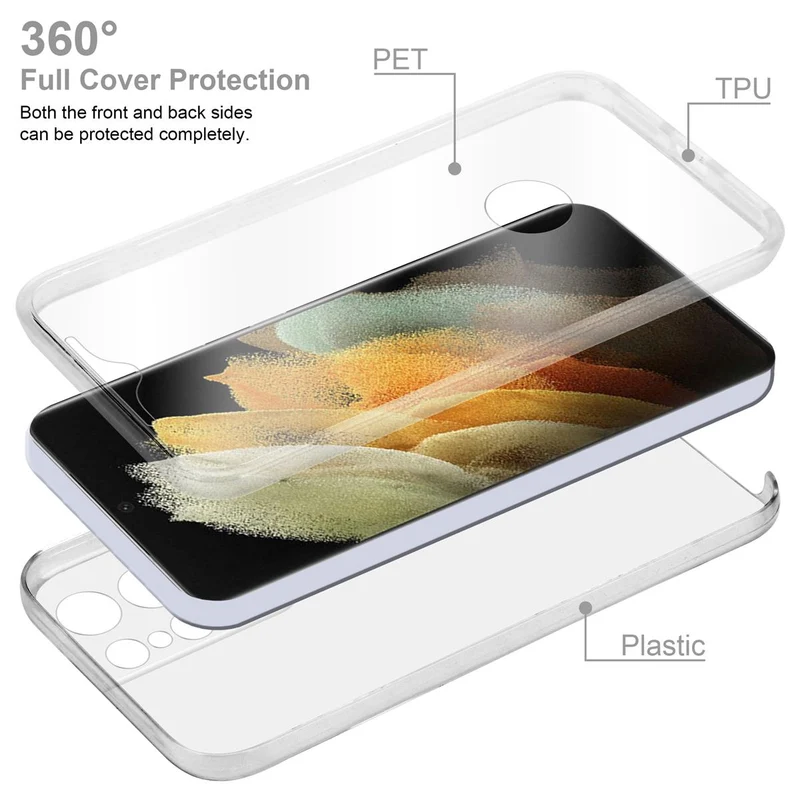 Cadorabo Hülle kompatibel mit Samsung Galaxy S21 ULTRA 360° Full Body Schutzhülle - Front- und Rückenschutz, Rundumschutz mit Displayschutz