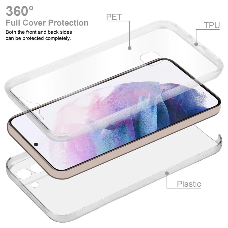 Cadorabo Hülle kompatibel mit Samsung Galaxy S21 PLUS 360° Full Body Schutzhülle - Front- und Rückenschutz, Rundumschutz mit Displayschutz