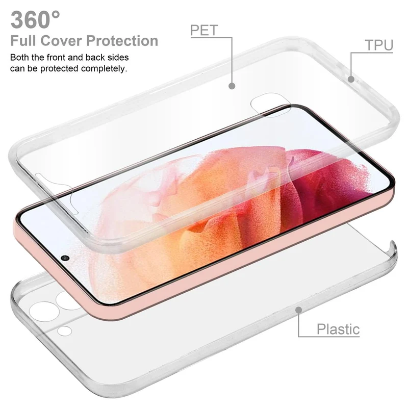 Cadorabo Hülle kompatibel mit Samsung Galaxy S21 5G 360° Full Body Schutzhülle - Front- und Rückenschutz, Rundumschutz mit Displayschutz