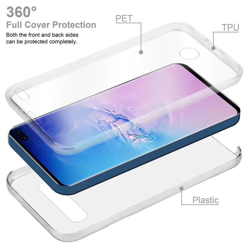Cadorabo Hülle kompatibel mit Samsung Galaxy S10 PLUS 360° Full Body Schutzhülle - Front- und Rückenschutz, Rundumschutz mit Displayschutz