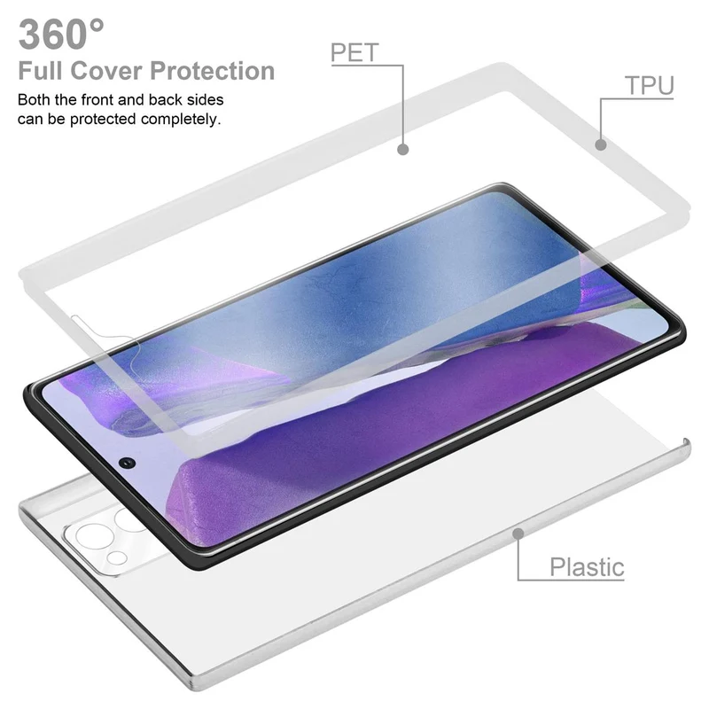 Cadorabo Hülle kompatibel mit Samsung Galaxy NOTE 20 360° Full Body Schutzhülle - Front- und Rückenschutz, Rundumschutz mit Displayschutz