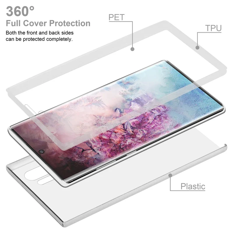 Cadorabo Hülle kompatibel mit Samsung Galaxy NOTE 10 PLUS 360° Full Body Schutzhülle - Front- und Rückenschutz, Rundumschutz mit Displayschutz