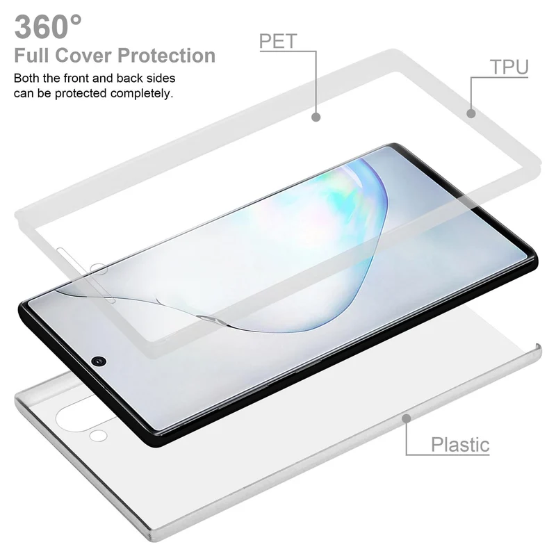 Cadorabo Hülle kompatibel mit Samsung Galaxy NOTE 10 360° Full Body Schutzhülle - Front- und Rückenschutz, Rundumschutz mit Displayschutz