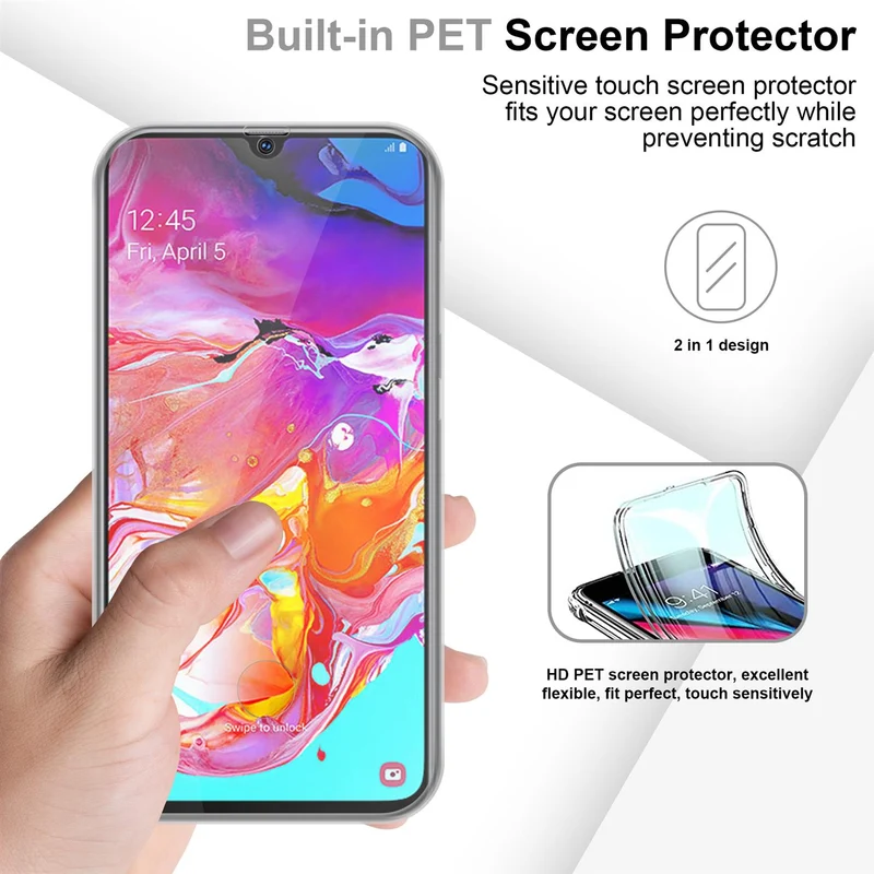 Cadorabo Hülle kompatibel mit Samsung Galaxy A70e 360° Full Body Schutzhülle - Front- und Rückenschutz, Rundumschutz mit Displayschutz