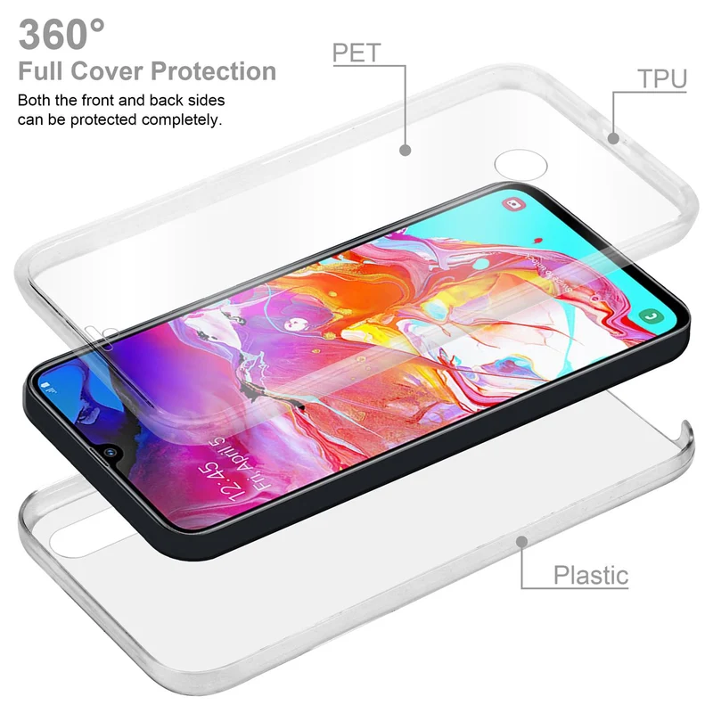 Cadorabo Hülle kompatibel mit Samsung Galaxy A70e 360° Full Body Schutzhülle - Front- und Rückenschutz, Rundumschutz mit Displayschutz