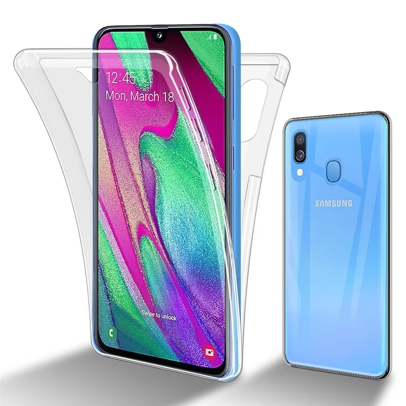 Cadorabo Hülle kompatibel mit Samsung Galaxy A40 360° Full Body Schutzhülle - Front- und Rückenschutz, Rundumschutz mit Displayschutz
