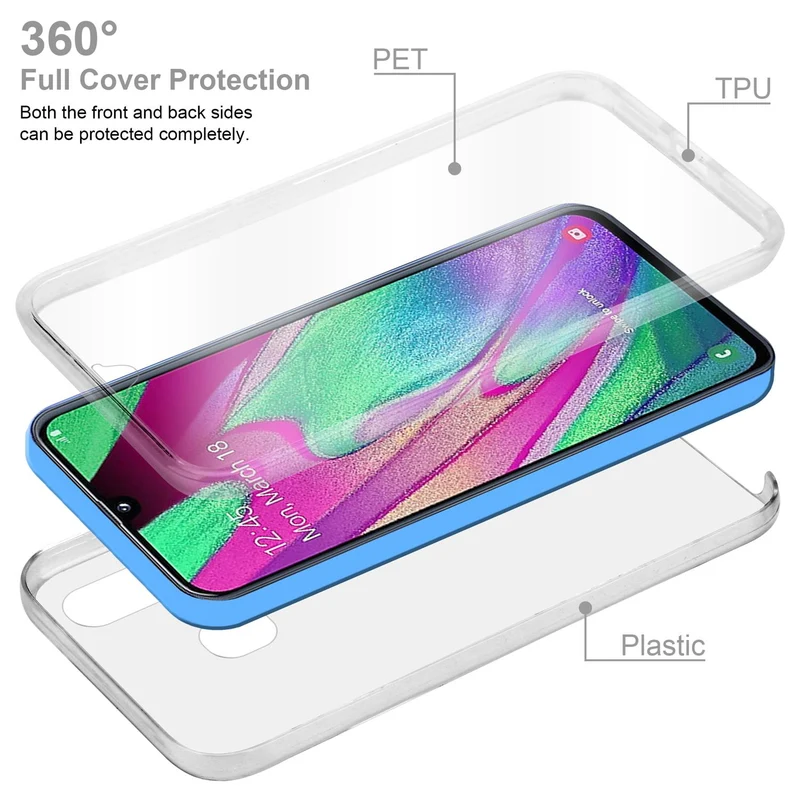 Cadorabo Hülle kompatibel mit Samsung Galaxy A40 360° Full Body Schutzhülle - Front- und Rückenschutz, Rundumschutz mit Displayschutz