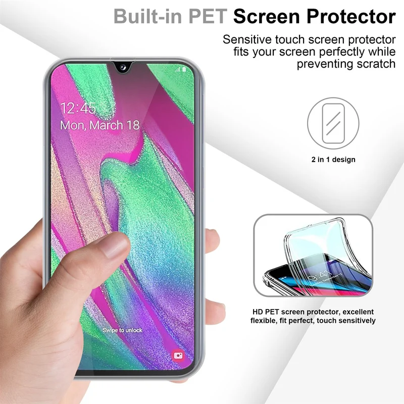 Cadorabo Hülle kompatibel mit Samsung Galaxy A40 360° Full Body Schutzhülle - Front- und Rückenschutz, Rundumschutz mit Displayschutz