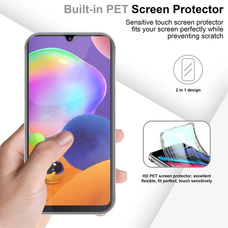 Cadorabo Hülle kompatibel mit Samsung Galaxy A31 360° Full Body Schutzhülle - Front- und Rückenschutz, Rundumschutz mit Displayschutz