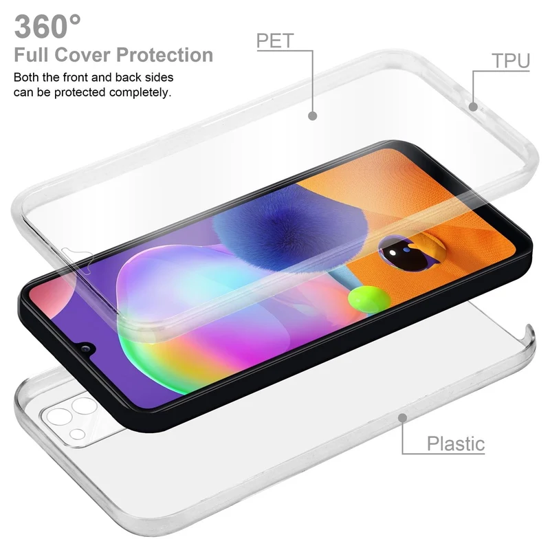 Cadorabo Hülle kompatibel mit Samsung Galaxy A31 360° Full Body Schutzhülle - Front- und Rückenschutz, Rundumschutz mit Displayschutz