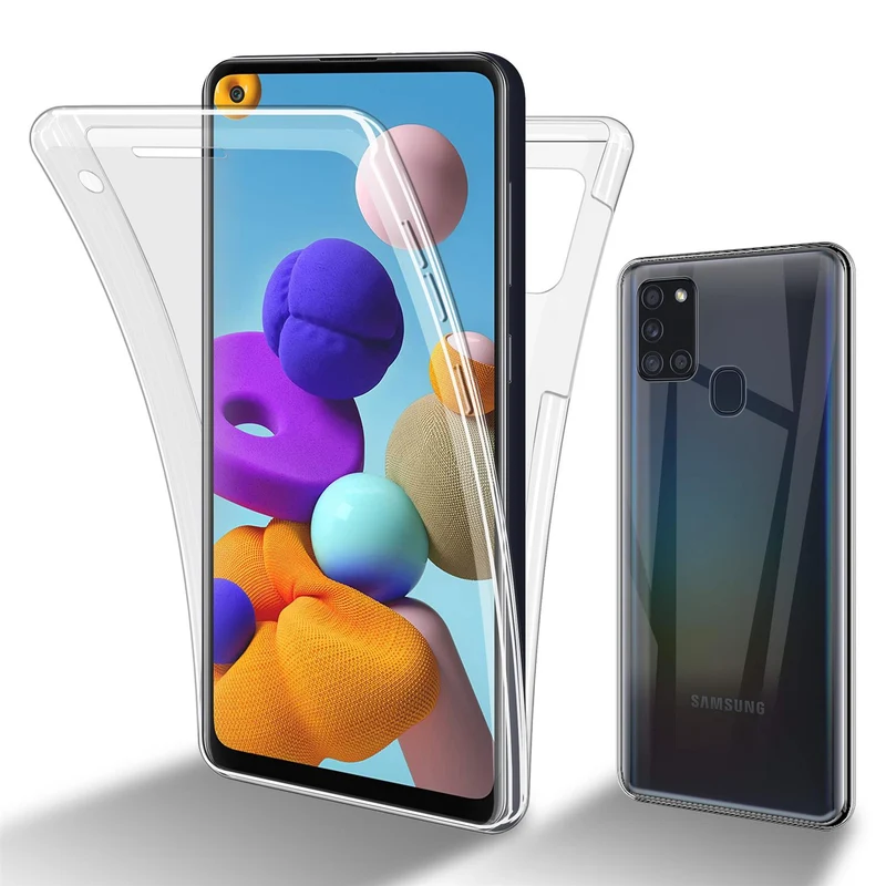 Cadorabo Hülle kompatibel mit Samsung Galaxy A21s 360° Full Body Schutzhülle - Front- und Rückenschutz, Rundumschutz mit Displayschutz