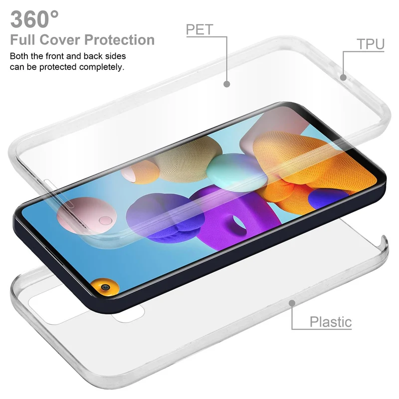 Cadorabo Hülle kompatibel mit Samsung Galaxy A21s 360° Full Body Schutzhülle - Front- und Rückenschutz, Rundumschutz mit Displayschutz
