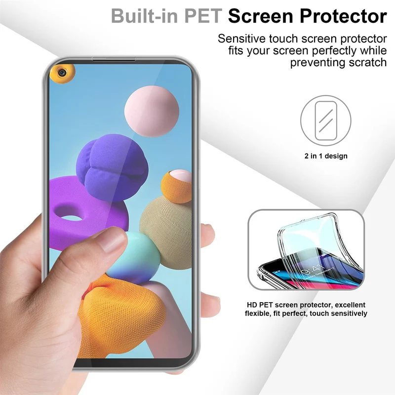 Cadorabo Hülle kompatibel mit Samsung Galaxy A21s 360° Full Body Schutzhülle - Front- und Rückenschutz, Rundumschutz mit Displayschutz