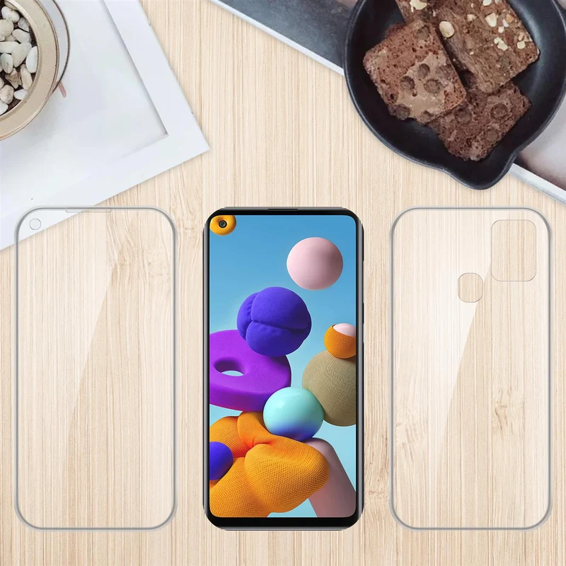 Cadorabo Hülle kompatibel mit Samsung Galaxy A21s 360° Full Body Schutzhülle - Front- und Rückenschutz, Rundumschutz mit Displayschutz