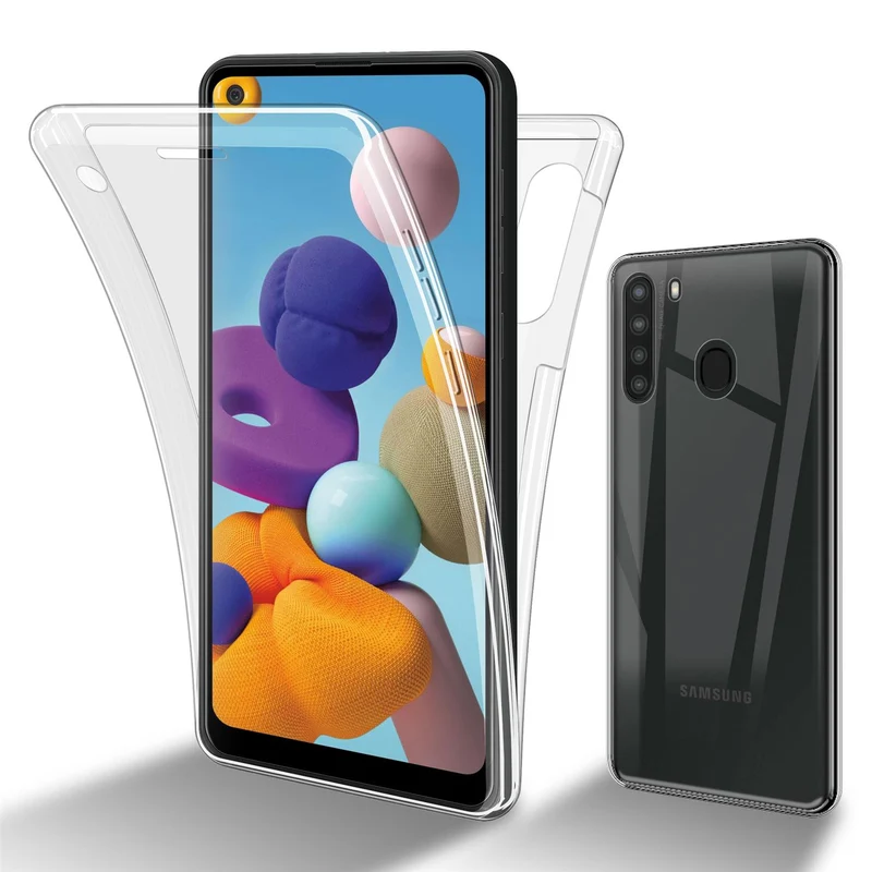 Cadorabo Hülle kompatibel mit Samsung Galaxy A21 360° Full Body Schutzhülle - Front- und Rückenschutz, Rundumschutz mit Displayschutz