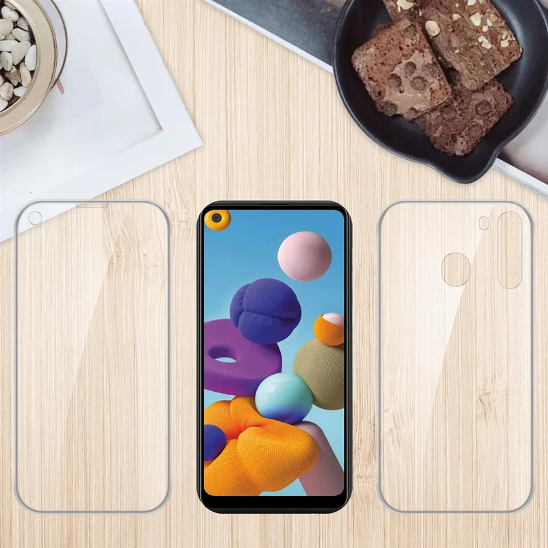 Cadorabo Hülle kompatibel mit Samsung Galaxy A21 360° Full Body Schutzhülle - Front- und Rückenschutz, Rundumschutz mit Displayschutz