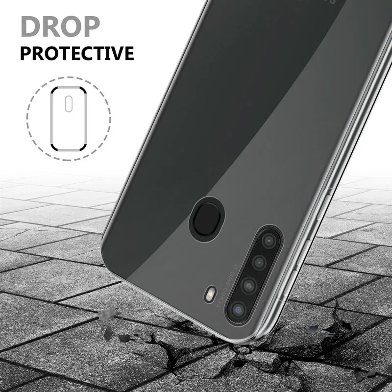 Cadorabo Hülle kompatibel mit Samsung Galaxy A21 360° Full Body Schutzhülle - Front- und Rückenschutz, Rundumschutz mit Displayschutz