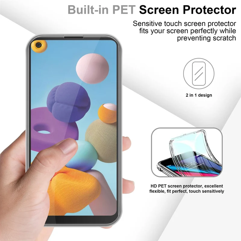 Cadorabo Hülle kompatibel mit Samsung Galaxy A21 360° Full Body Schutzhülle - Front- und Rückenschutz, Rundumschutz mit Displayschutz